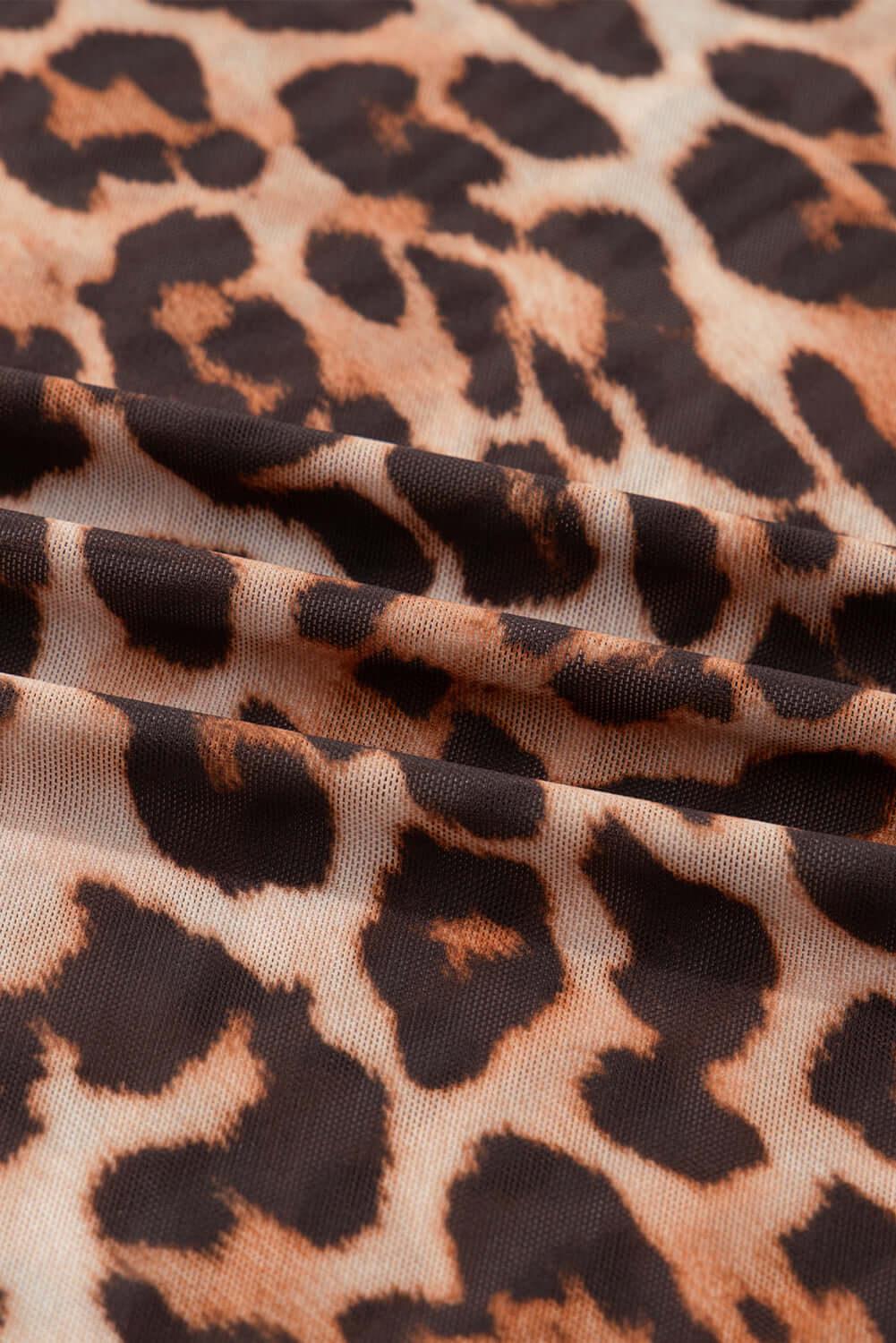 Top Leopardato Rete Donna - Maniche Lunghe Sexy Elegante - Viva Armonia