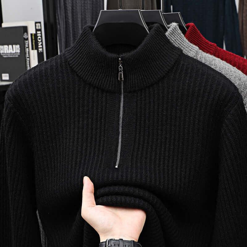 Pullover lana uomo con mezza zip - Maglione caldo - Viva Armonia