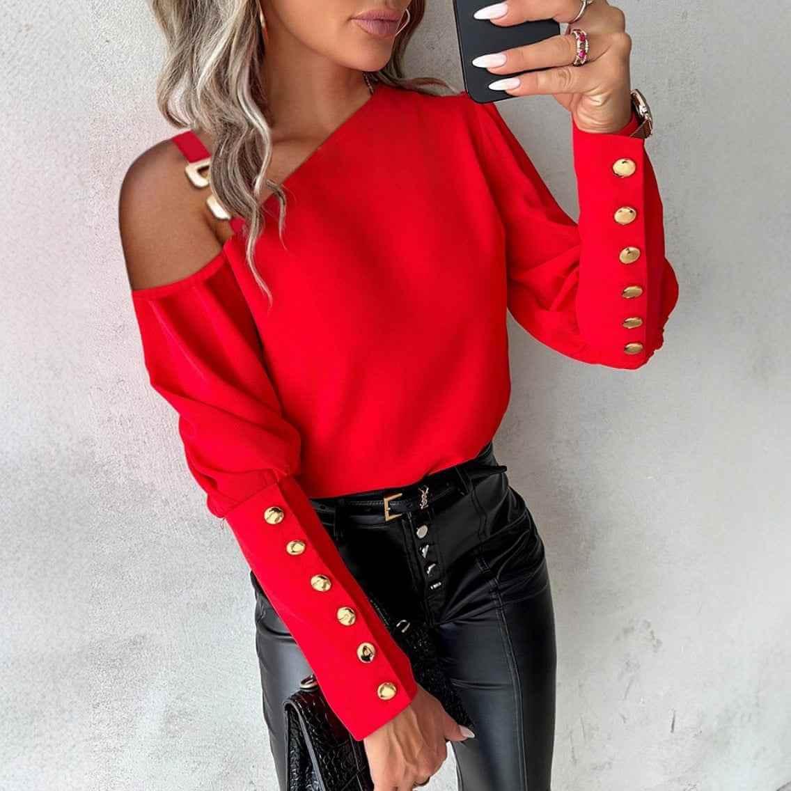 Camicia Donna Elegante Maniche a Lanterna - Blusa Ufficio Girocollo - Viva Armonia