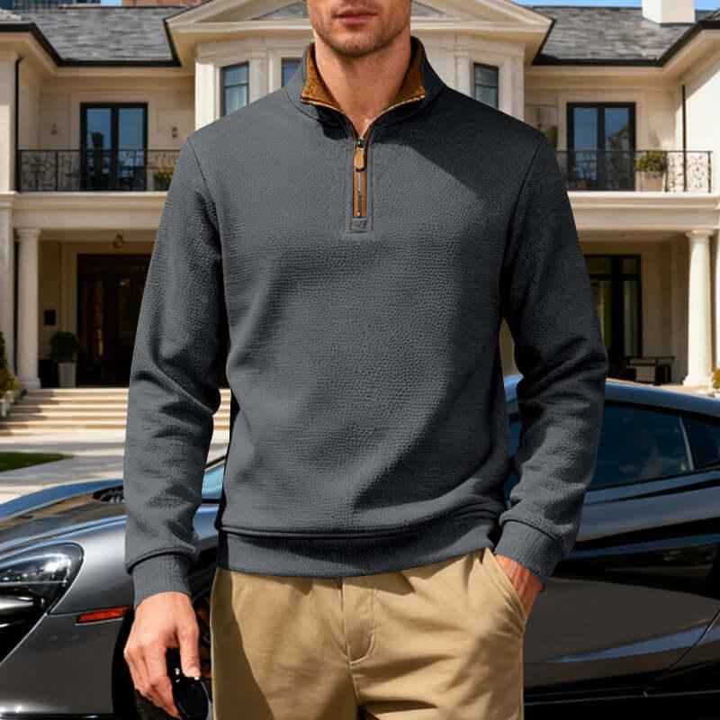 Maglione uomo business con zip - Colletto alto foderato - Viva Armonia