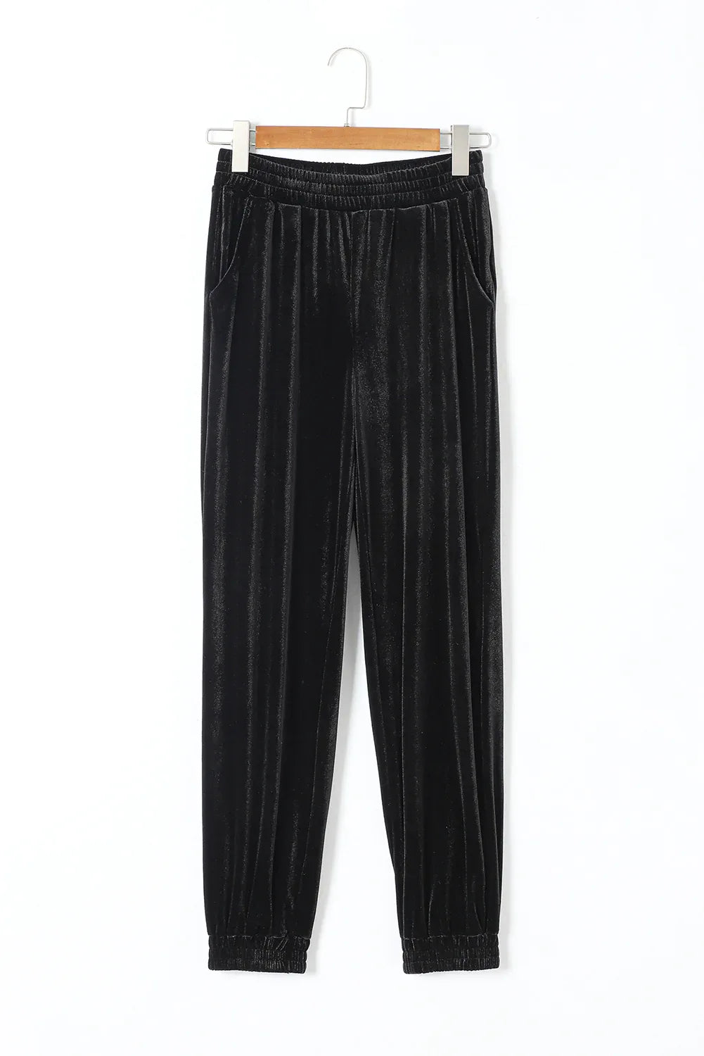 Pantaloni da jogging in velluto nero con tasca vintage - Viva Armonia