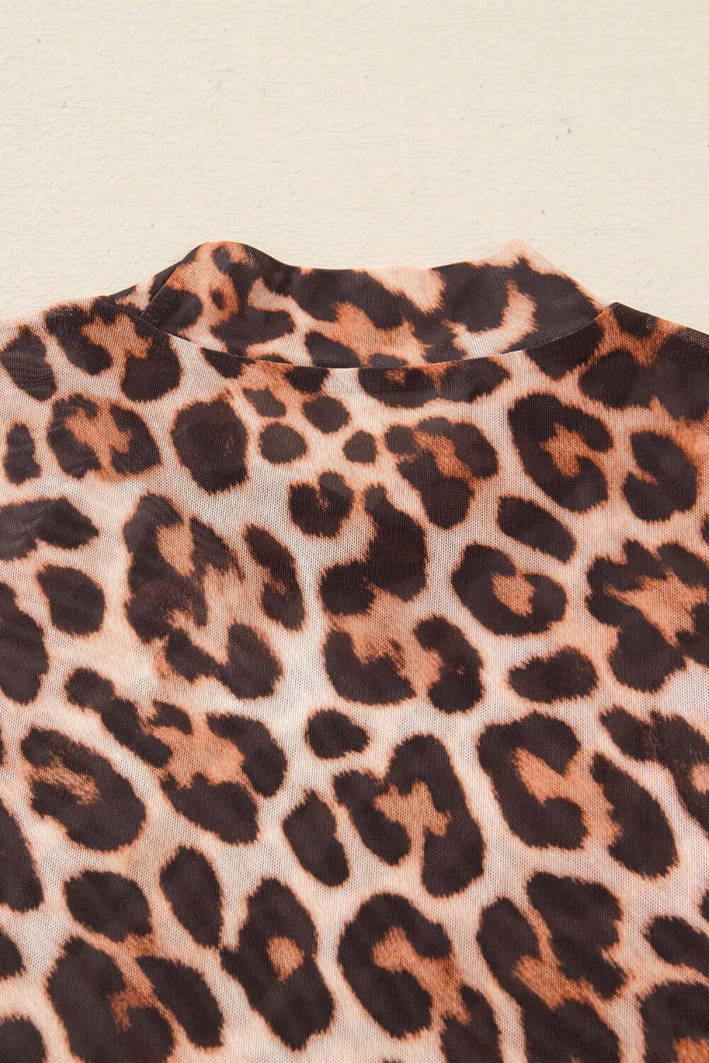Top Leopardato Rete Donna - Maniche Lunghe Sexy Elegante - Viva Armonia