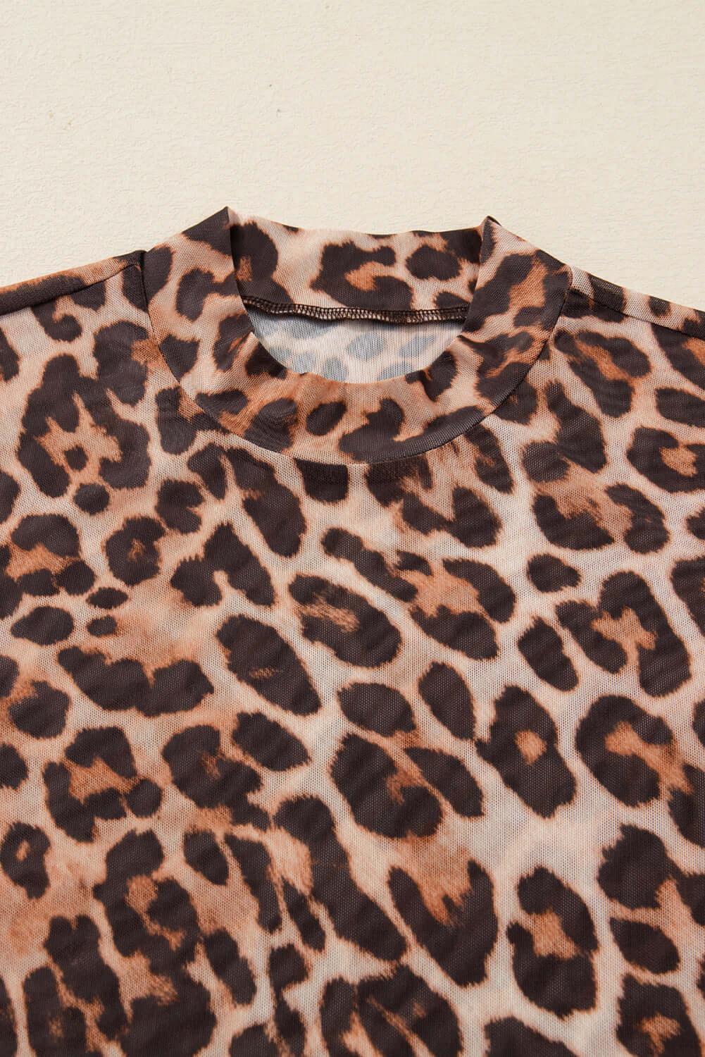 Top Leopardato Rete Donna - Maniche Lunghe Sexy Elegante - Viva Armonia