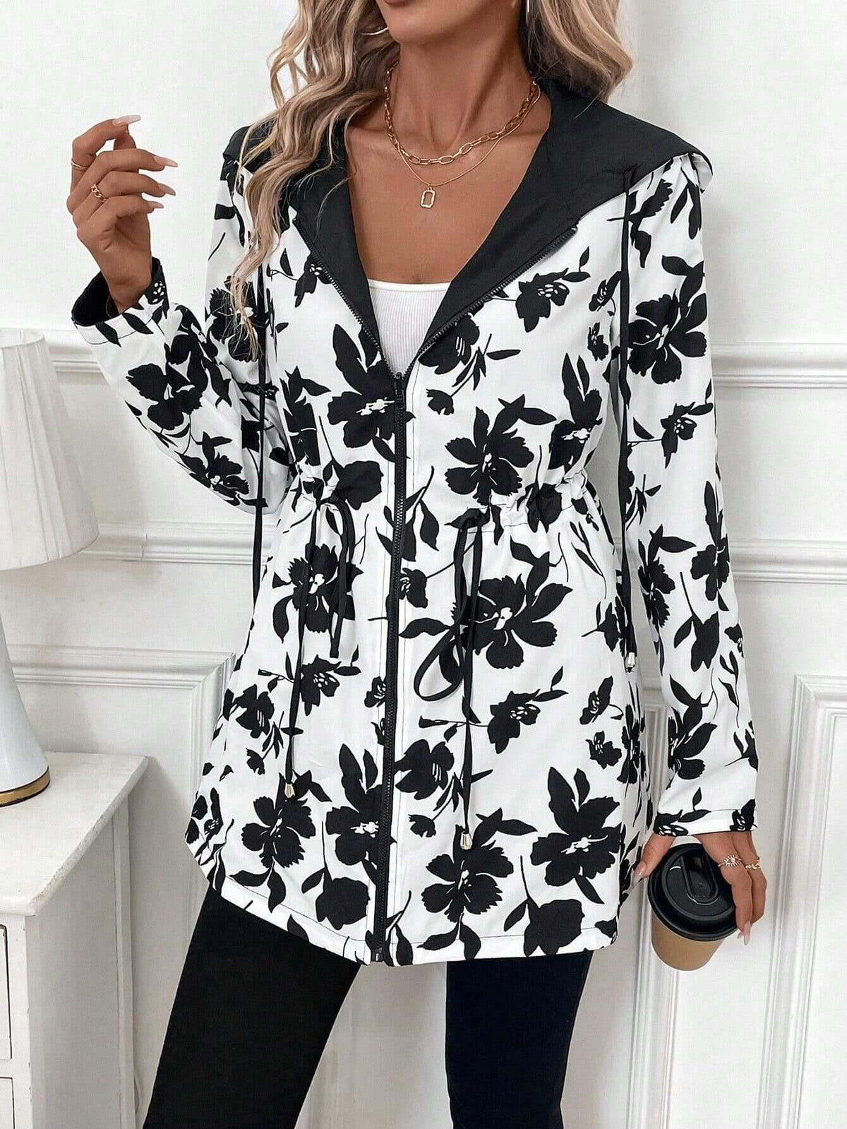 Giacca reversibile donna con cappuccio - Doppia faccia con zip - Viva Armonia