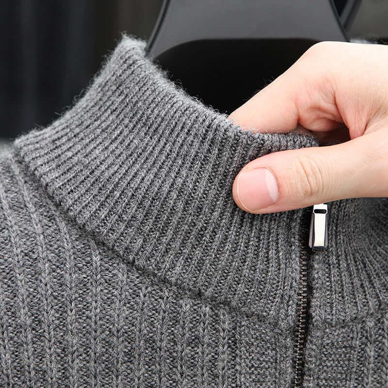 Pullover lana uomo con mezza zip - Maglione caldo - Viva Armonia