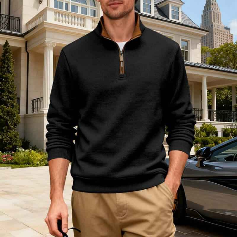 Maglione uomo business con zip - Colletto alto foderato - Viva Armonia
