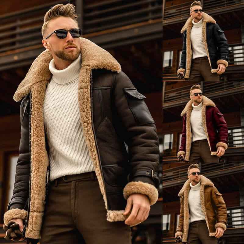 Giacca invernale militare uomo - Pile con collo in pelliccia - Viva Armonia