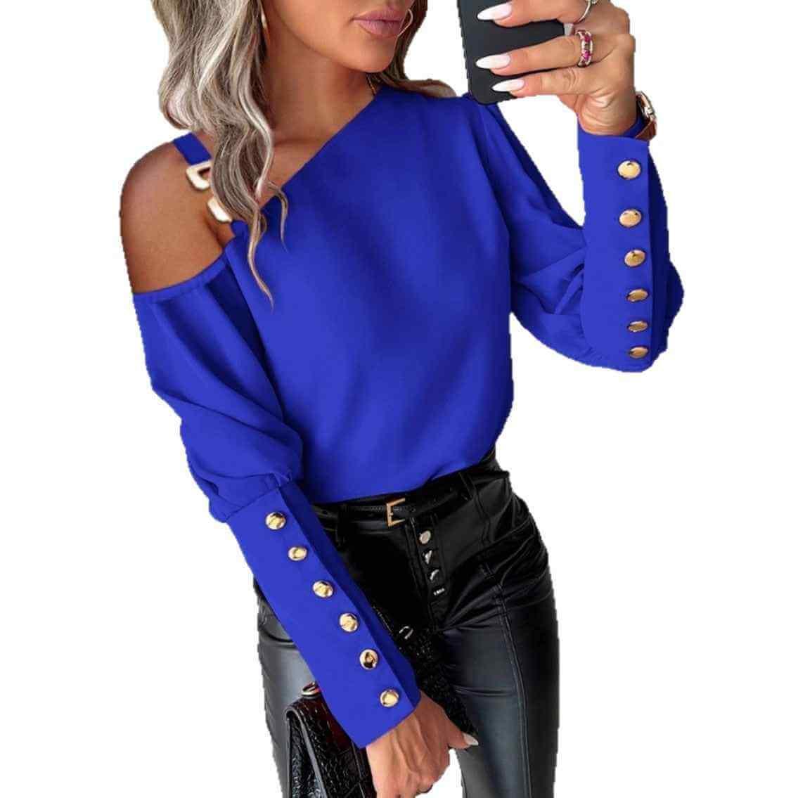 Camicia Donna Elegante Maniche a Lanterna - Blusa Ufficio Girocollo - Viva Armonia